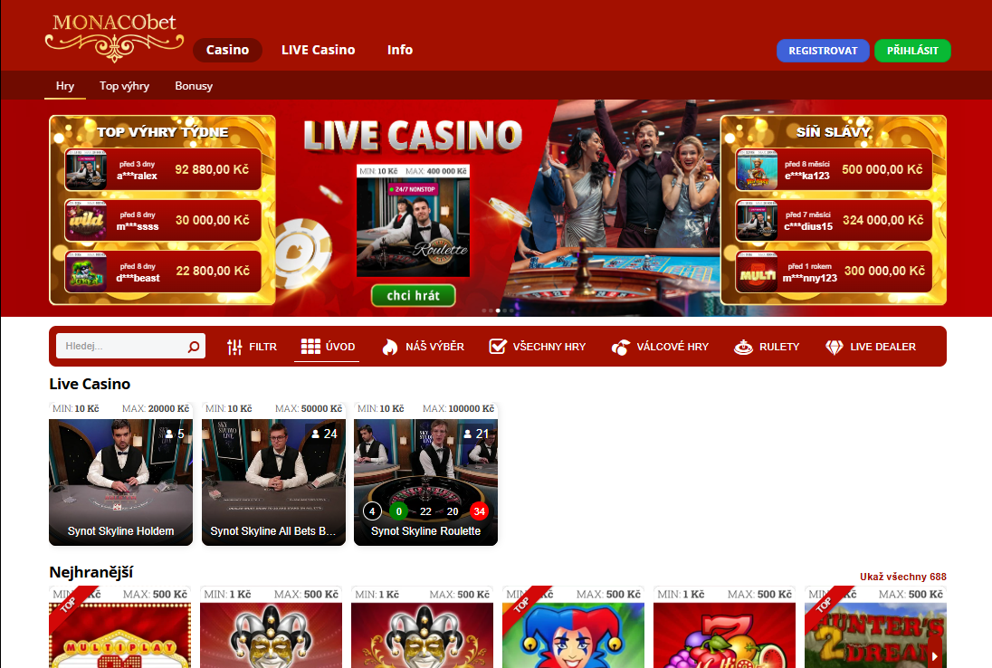 MonacoBet Casino Screen